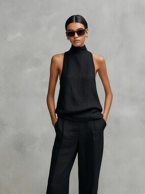 ✨ NWT Modesees Black Linen Blend Set – Effortless Chic -Small ✨